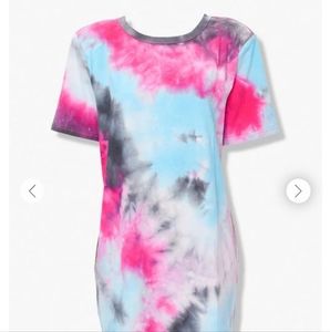 Forever 21 Tie-Dye Shoulder Pad T-Shirt Dress